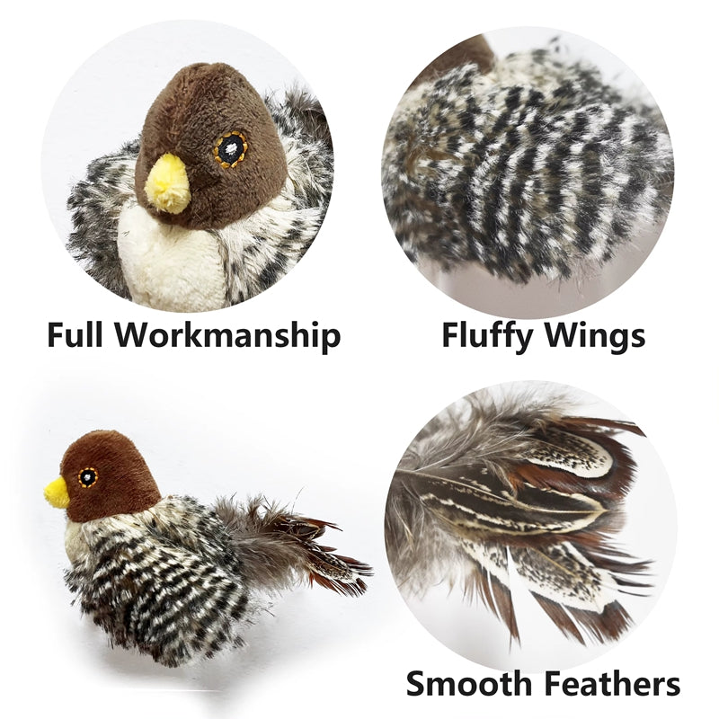 Electric Squeaky Simulation Bird Cat Toy — Realistic Plush with Sound