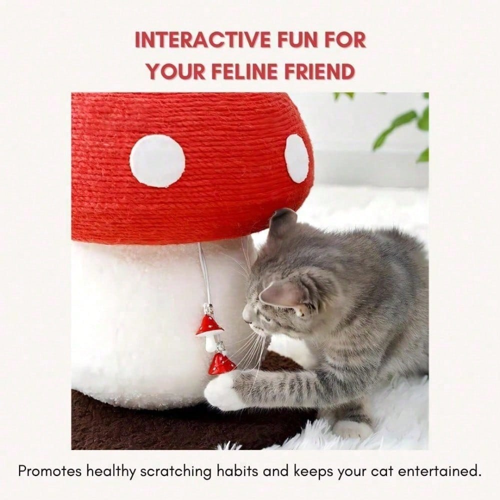 Mushroom Cat Scratching Post — Sisal Wrapped, Lint-Free, Freestanding