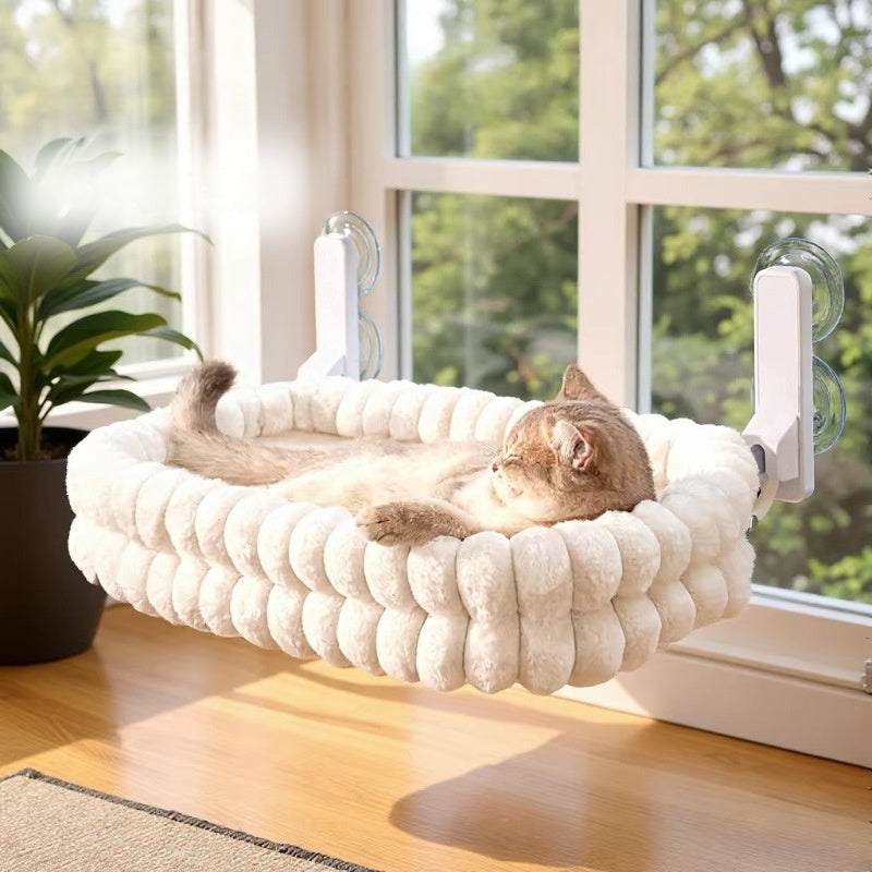 Cat Window Hammock — Double-Sided Wool Mesh Suction Cup Perch