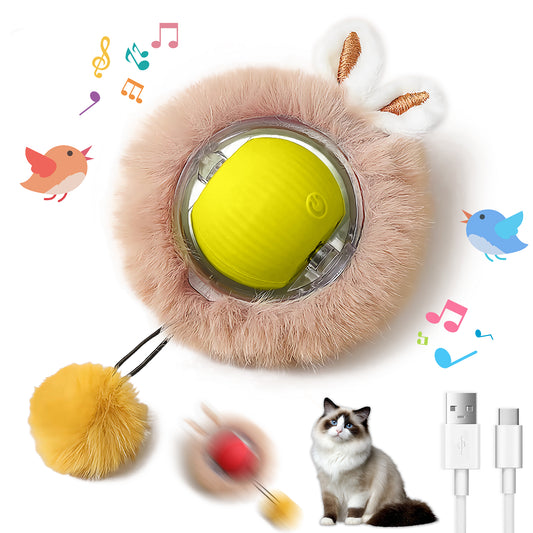 Motion-Activated Cat Toy Ball with LED Lights & Bunny Ears